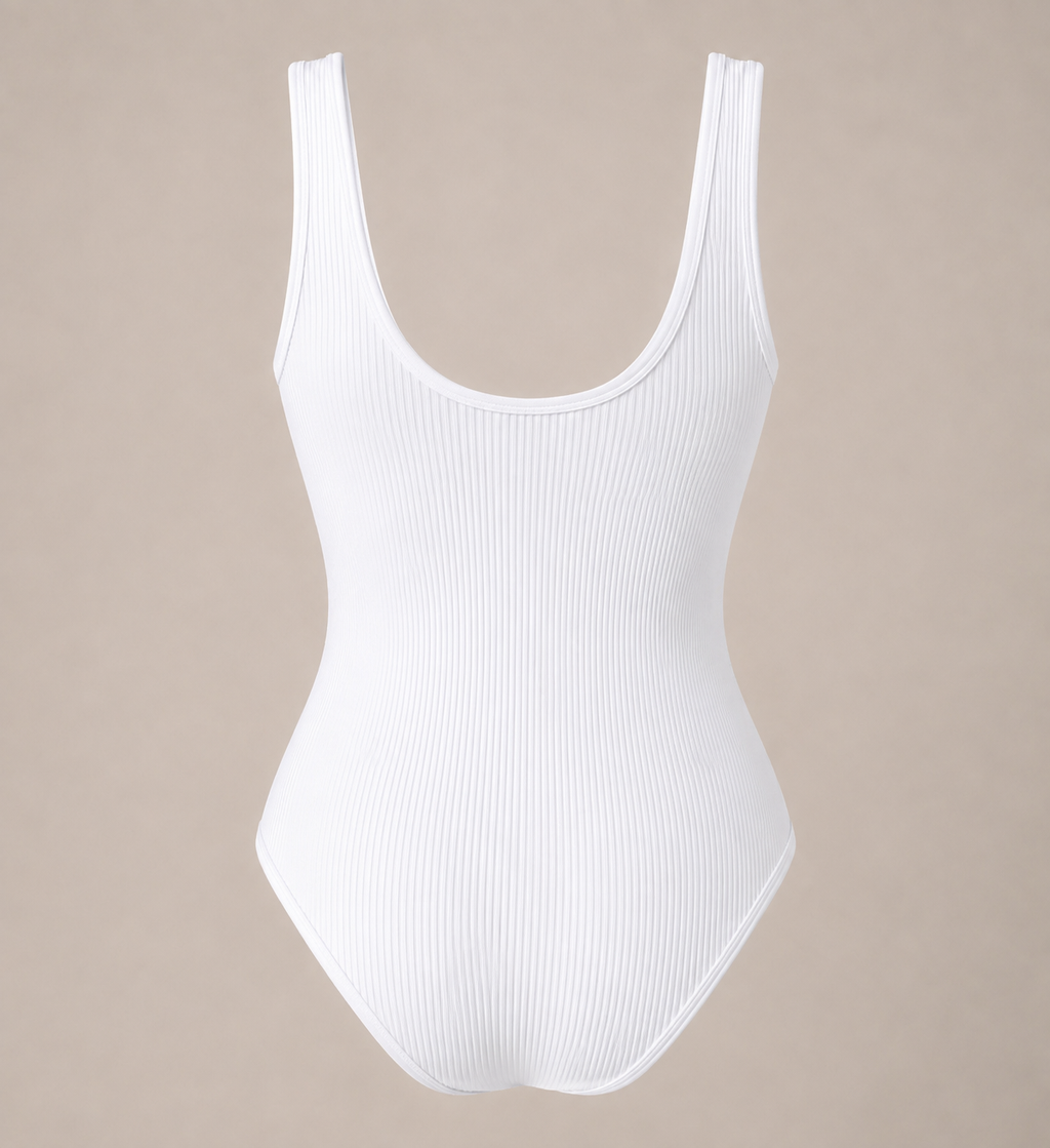 Ribbed Square Neck Body Suit