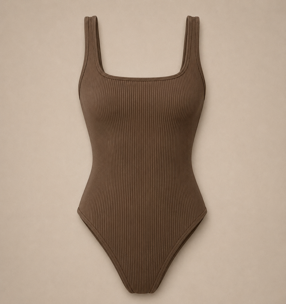 Ribbed Square Neck Body Suit