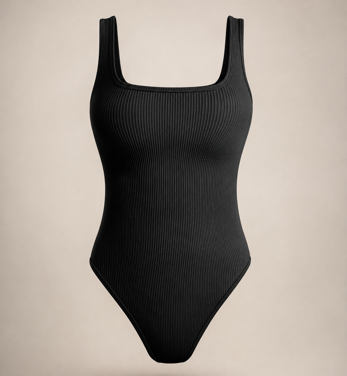 Ribbed Square Neck Body Suit