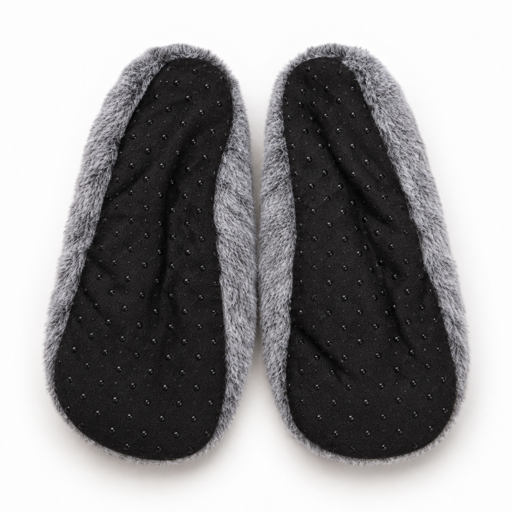 Auden Gray Faux-Fur Slipper Socks – Women’s S/M (5-7)
