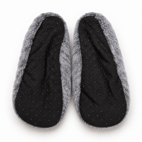 Auden Gray Faux-Fur Slipper Socks – Women’s S/M (5-7)